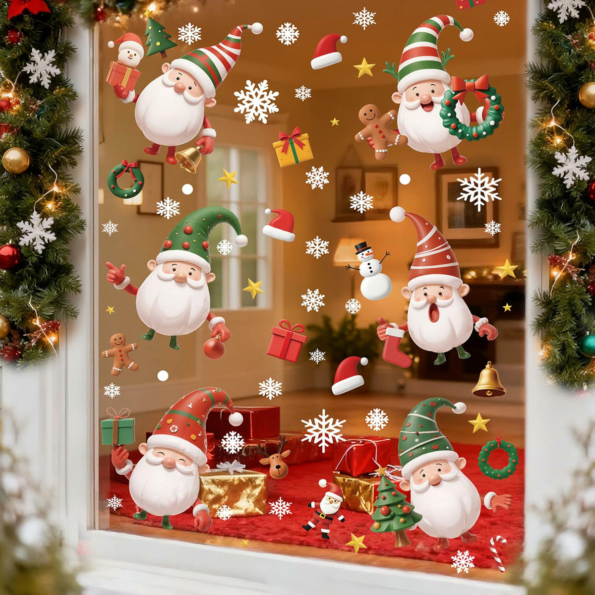 XISHIUYIS 396 Piezas Decoraciones de Navidad para Ventanas, Adhesivos Removibles Blancos