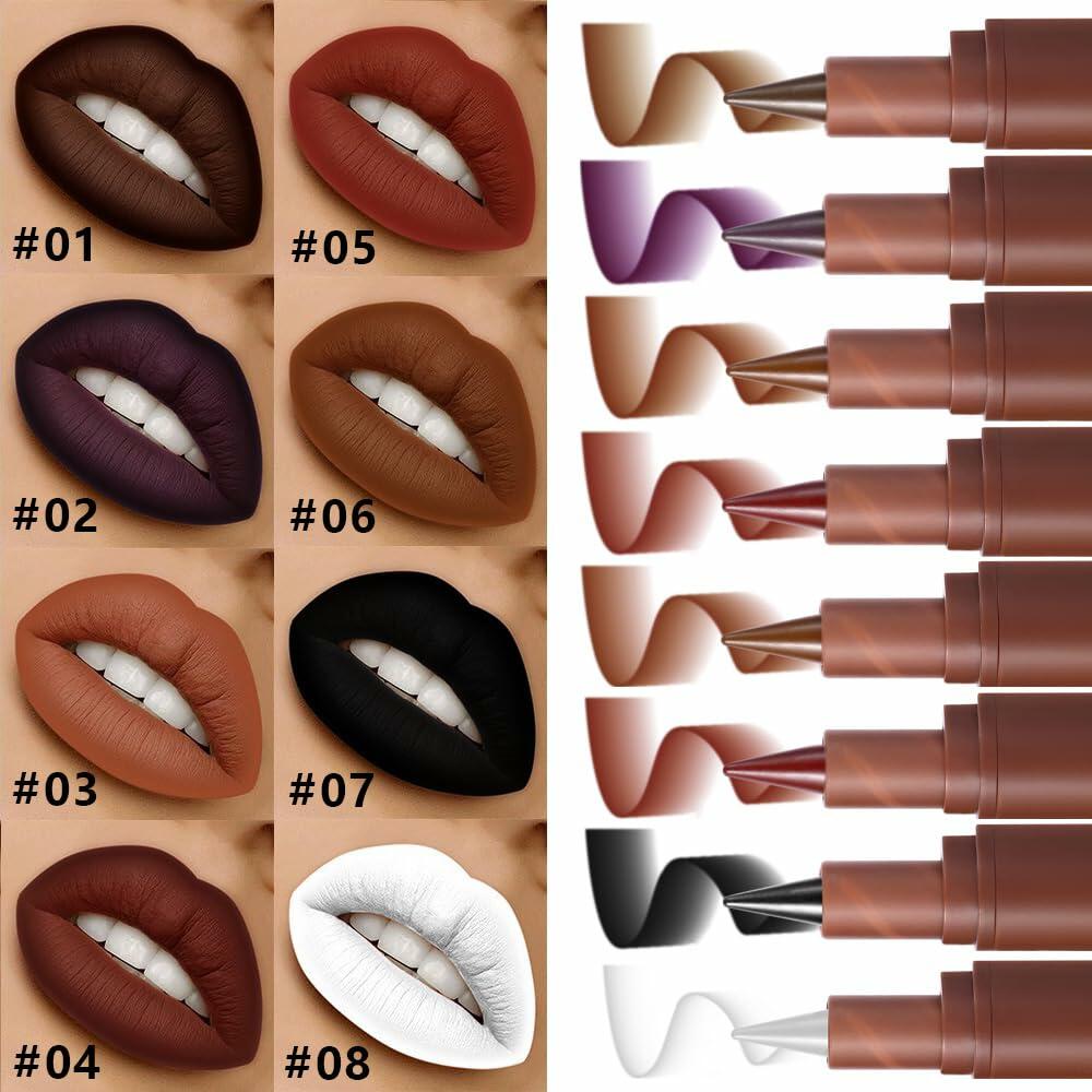 Lápiz labial mate AMY'S DIARY, tono blanco 8#, 1 unidad, larga duración, a prueba de manchas y resistente al agua