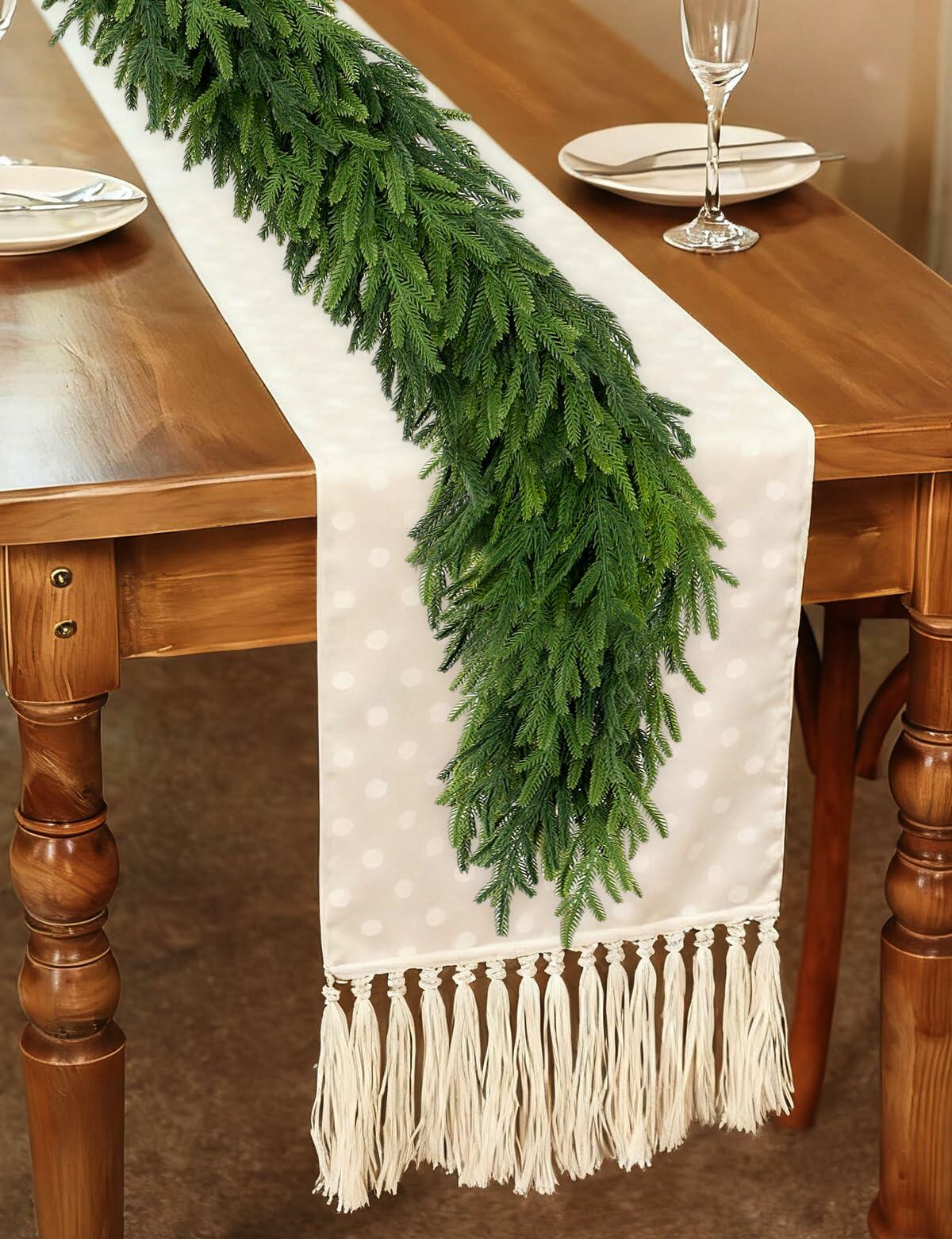 Guirnalda de Navidad artificial de pino Norfolk Aurdox de 9 pies, tacto real, color verde