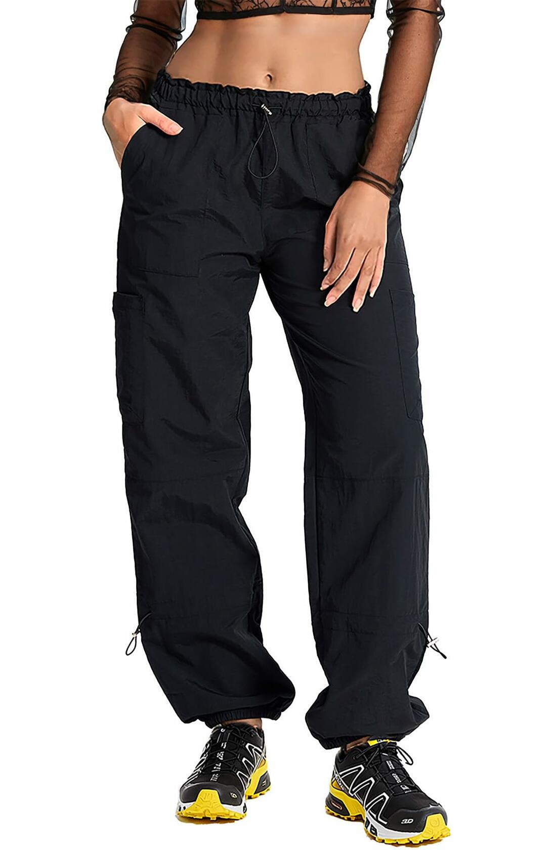 Pantalones cargo de senderismo ligeros para mujer DISCIPBUSH, color negro, talla S