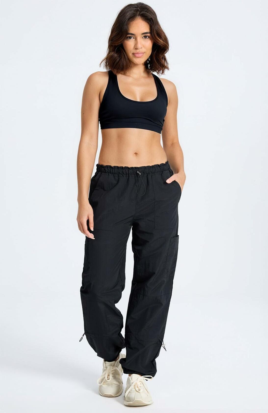Pantalones cargo de senderismo ligeros para mujer DISCIPBUSH, color negro, talla S