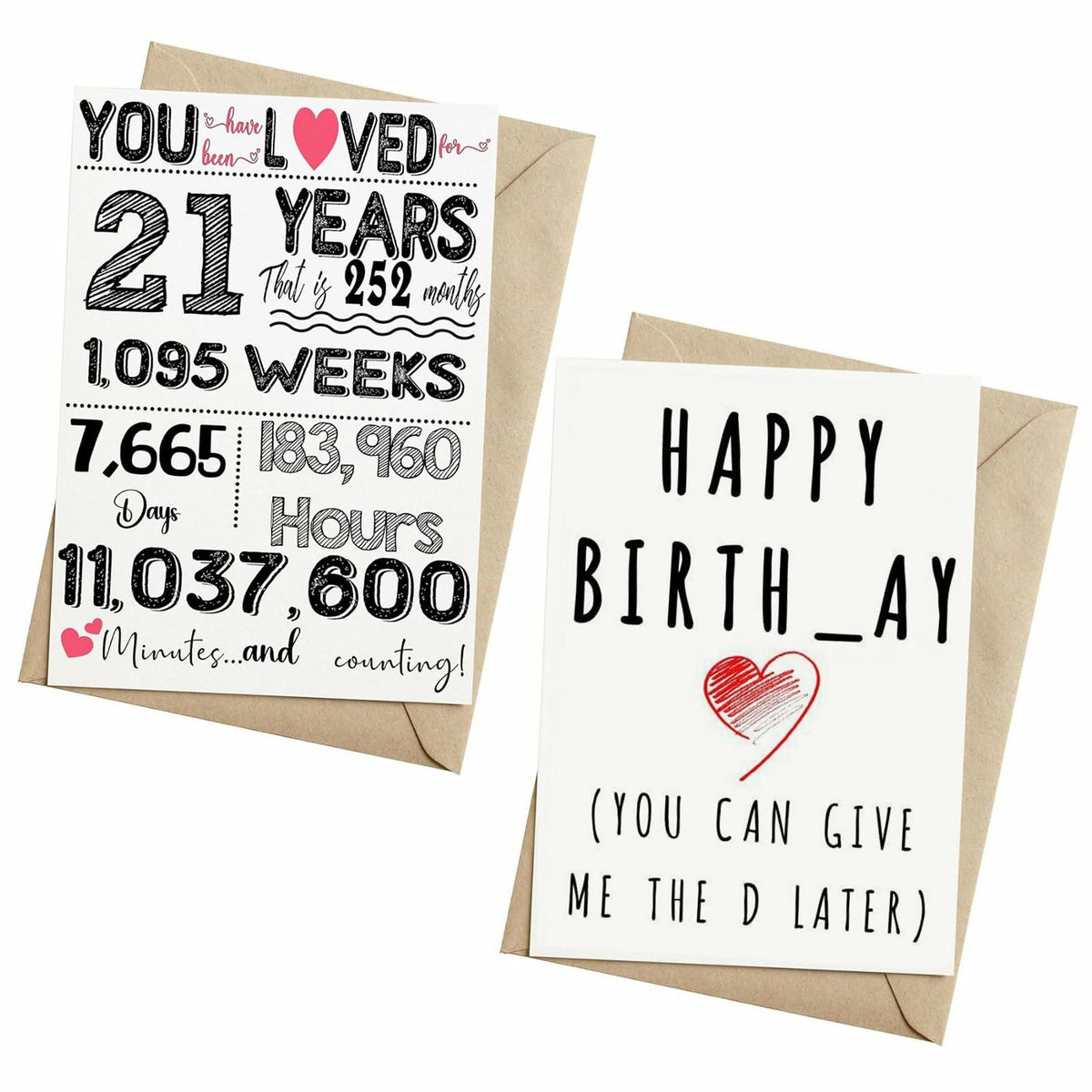 LUODAKA Tarjeta de felicitación para 21 cumpleaños, decoraciones para fiesta con sobre y página interior en blanco