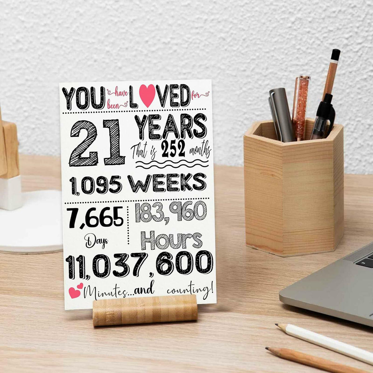 LUODAKA Tarjeta de felicitación para 21 cumpleaños, decoraciones para fiesta con sobre y página interior en blanco