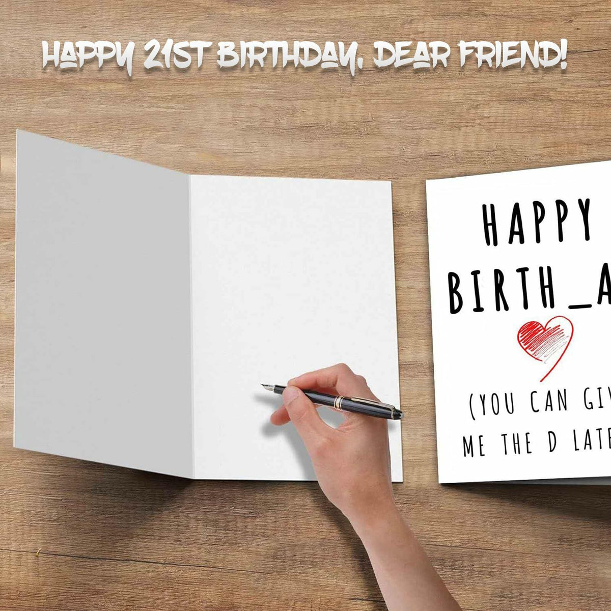 LUODAKA Tarjeta de felicitación para 21 cumpleaños, decoraciones para fiesta con sobre y página interior en blanco