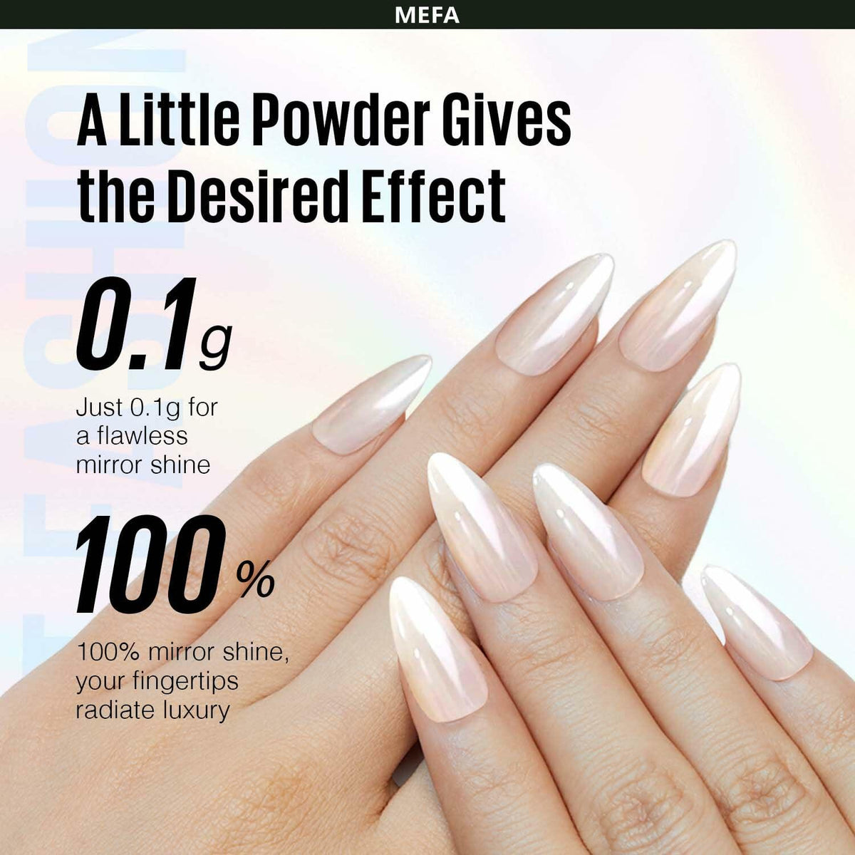 Polvo de uñas cromado MEFA White Pearl, 4 piezas, pigmento nacarado con efecto espejo