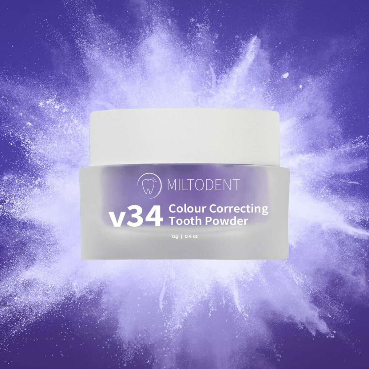 MILTODENT v34 Polvo blanqueador dental corrector de color y eliminador de manchas