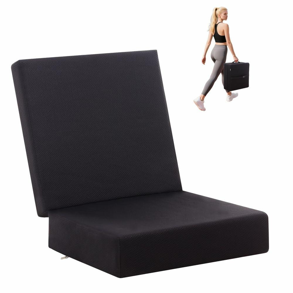 Cojín plegable para silla de columpio de porche OpyTikar, gris claro, con asa y correas