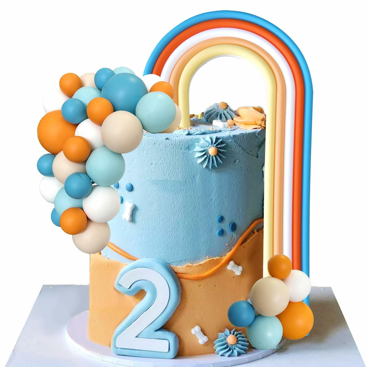 HAVAGDTM Decoraciones para pastel de bolas de espuma de color azul y naranja, 17 piezas