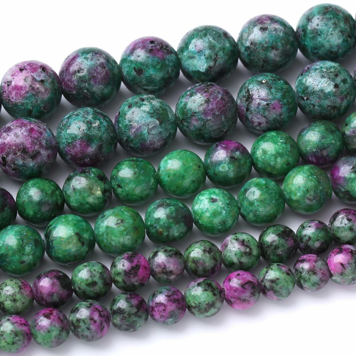 Cuentas de cristal de gema natural redondas de 12 mm rojo verde Airheartwx