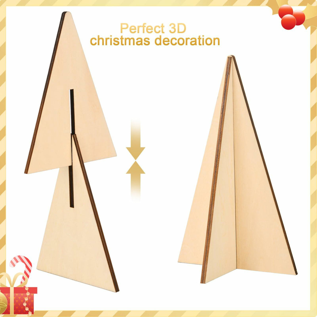 WHQXFDZ - Juego de 5 adornos navideños de madera para árbol, estilo granja, color blanco y negro