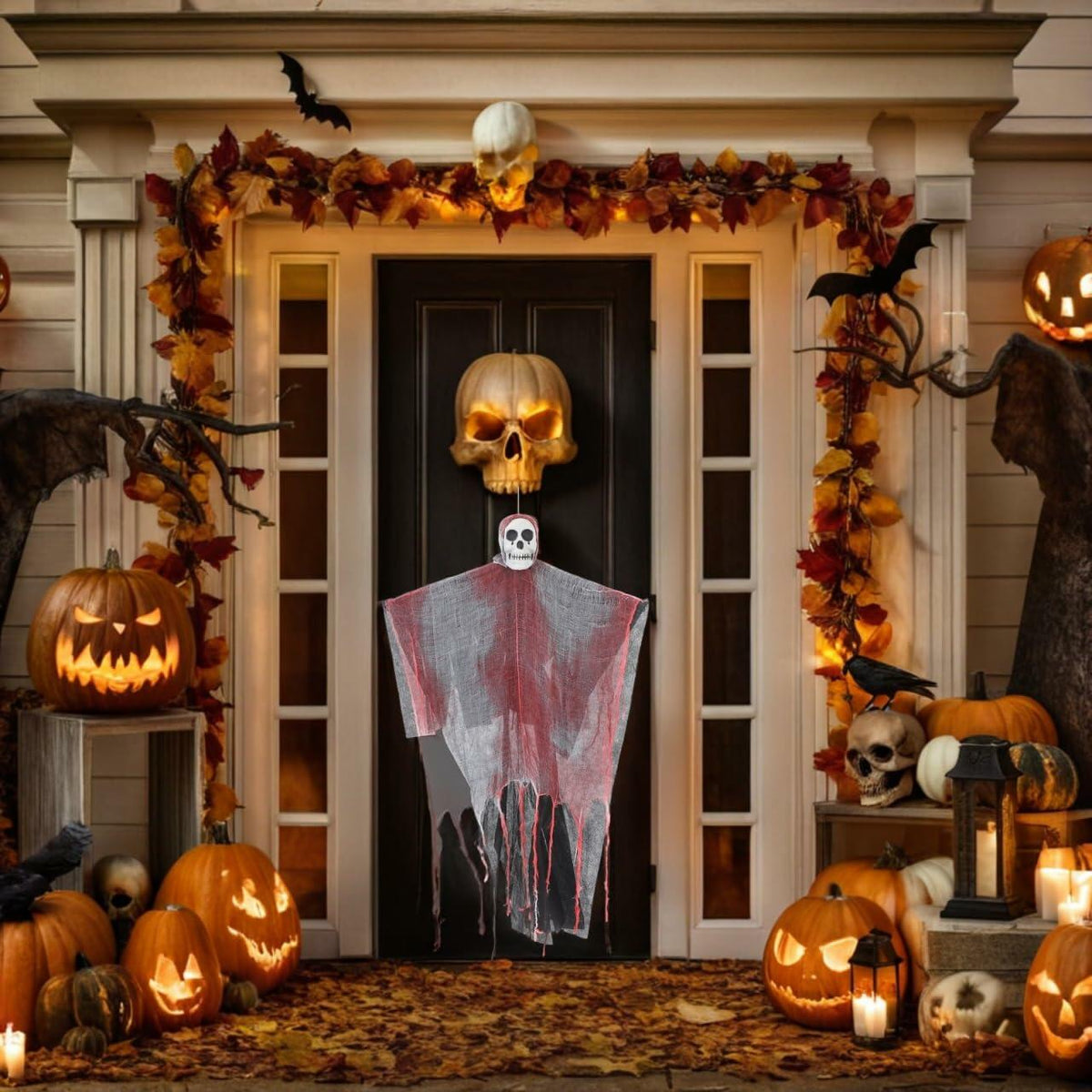 Decoraciones de Halloween de fantasmas colgantes LED STOBAZA de 33.4" de la Parca