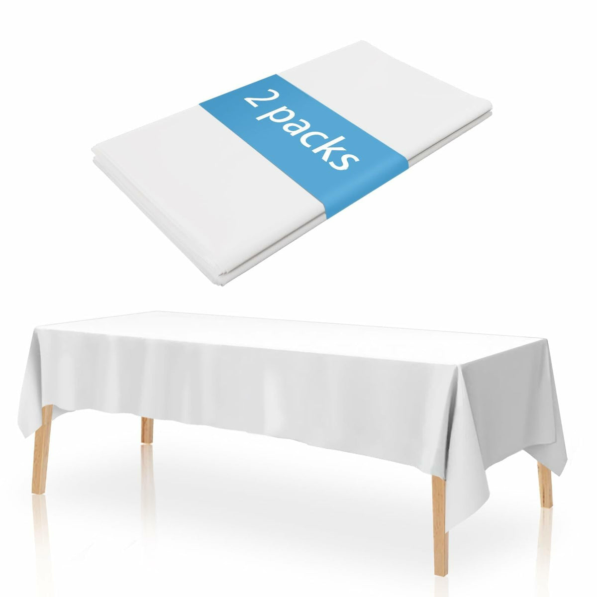 Manteles desechables YOLCAR 108x54 pulgadas PEVA blanco, paquete de 2, estilo clásico
