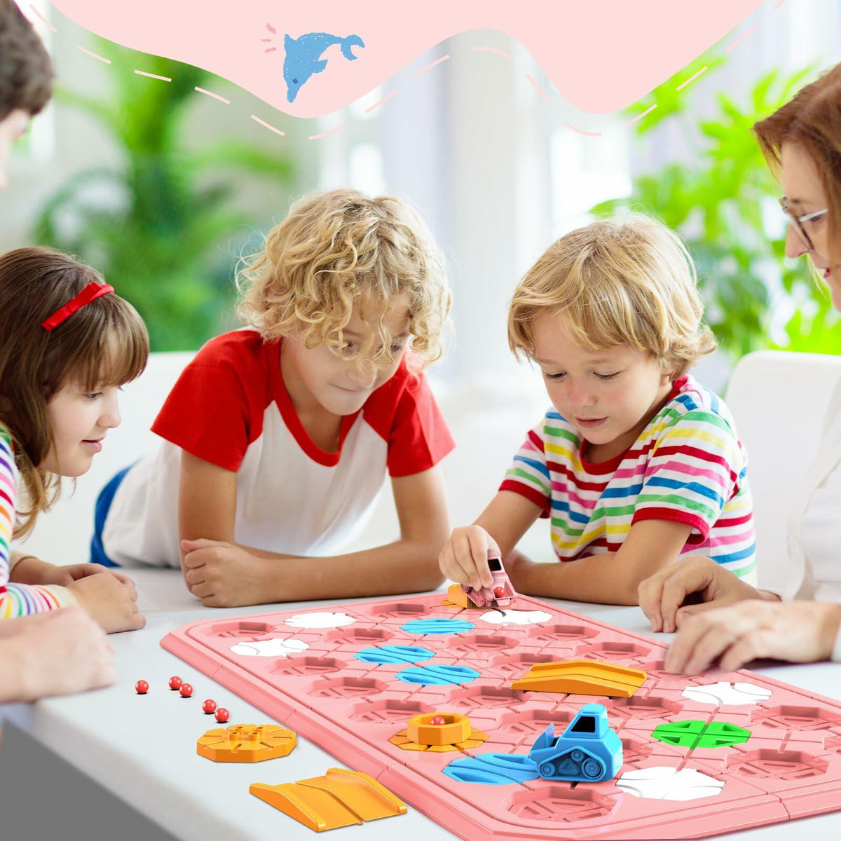 fygurso Logic Road Builder - Juego de rompecabezas STEM, juguete de lógica para desarrollar el cerebro, color rosa, 32 piezas