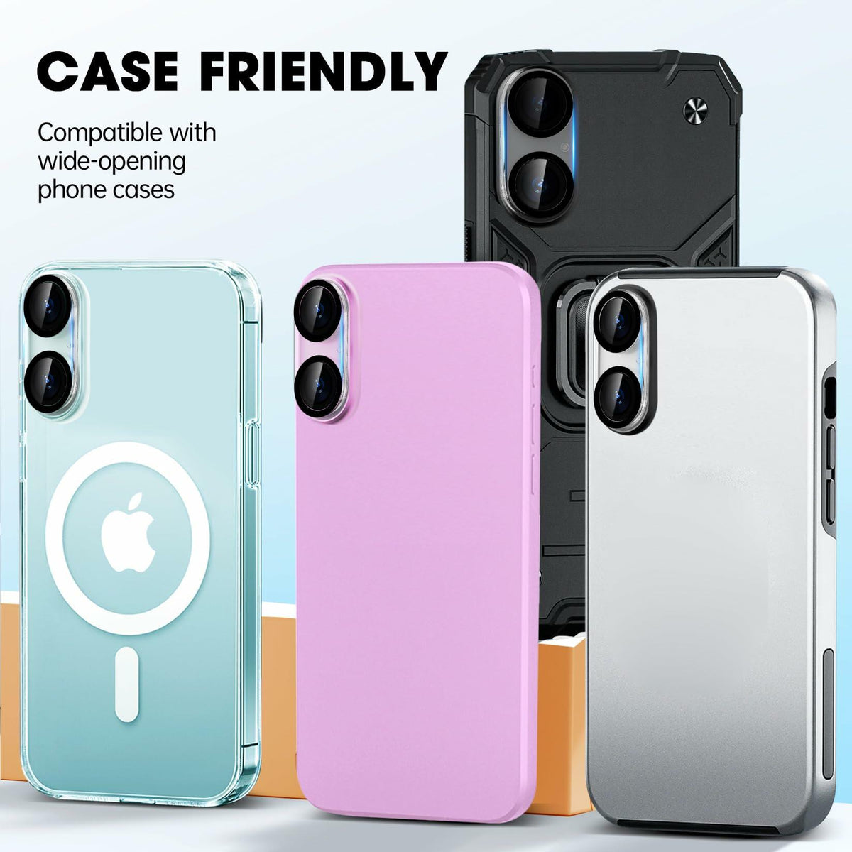 Protector de lente de cámara Xfilm para iPhone 16 y 16 Plus, cubierta de vidrio templado 9H