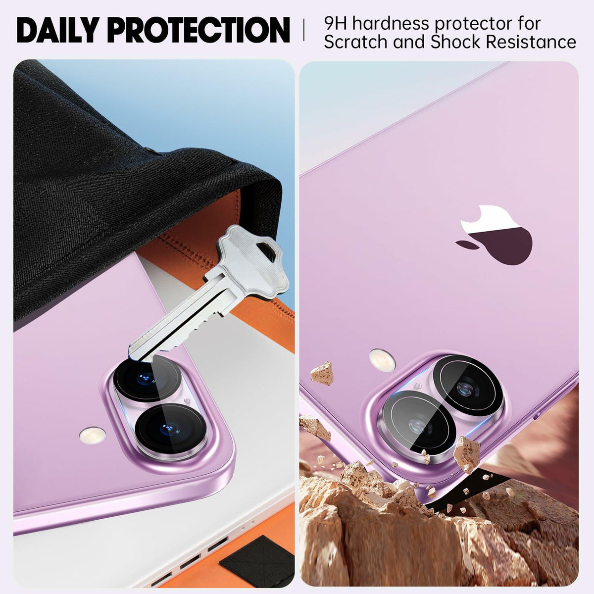 Protector de lente de cámara Xfilm para iPhone 16 y 16 Plus, cubierta de vidrio templado 9H