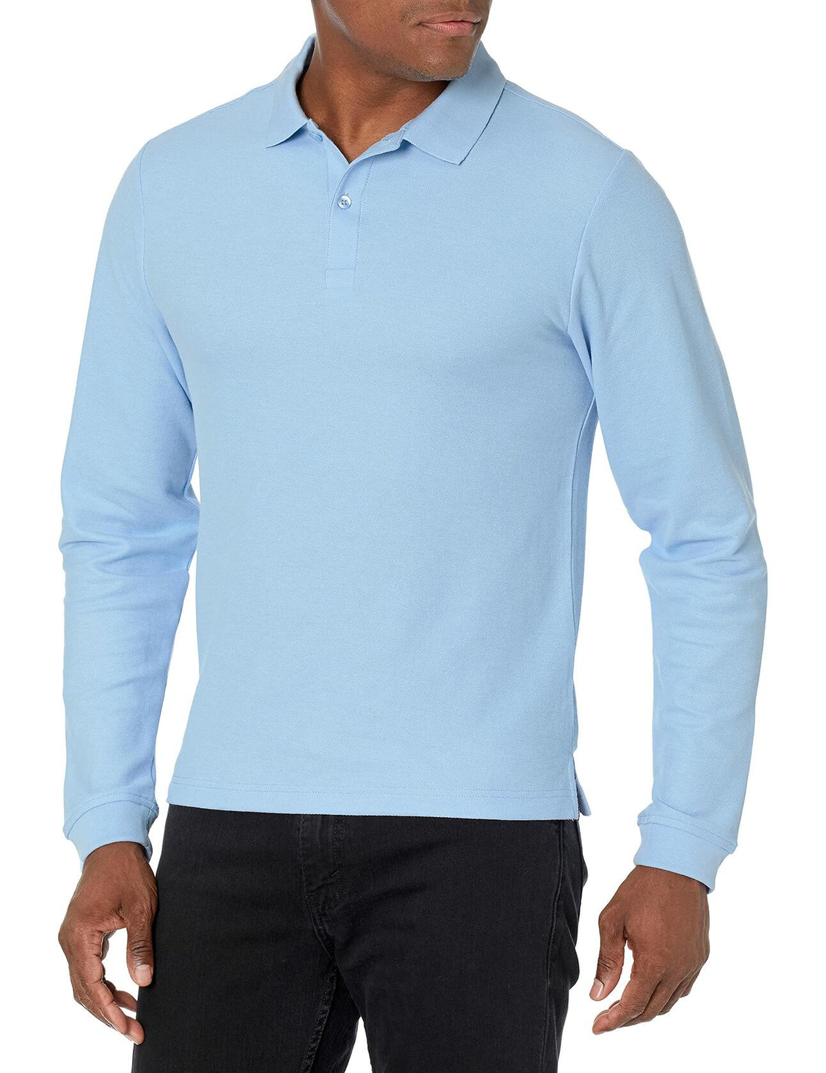 Camisa polo de manga larga tipo piqué para hombre IZOD, azul claro, talla 38-39 EE. UU.