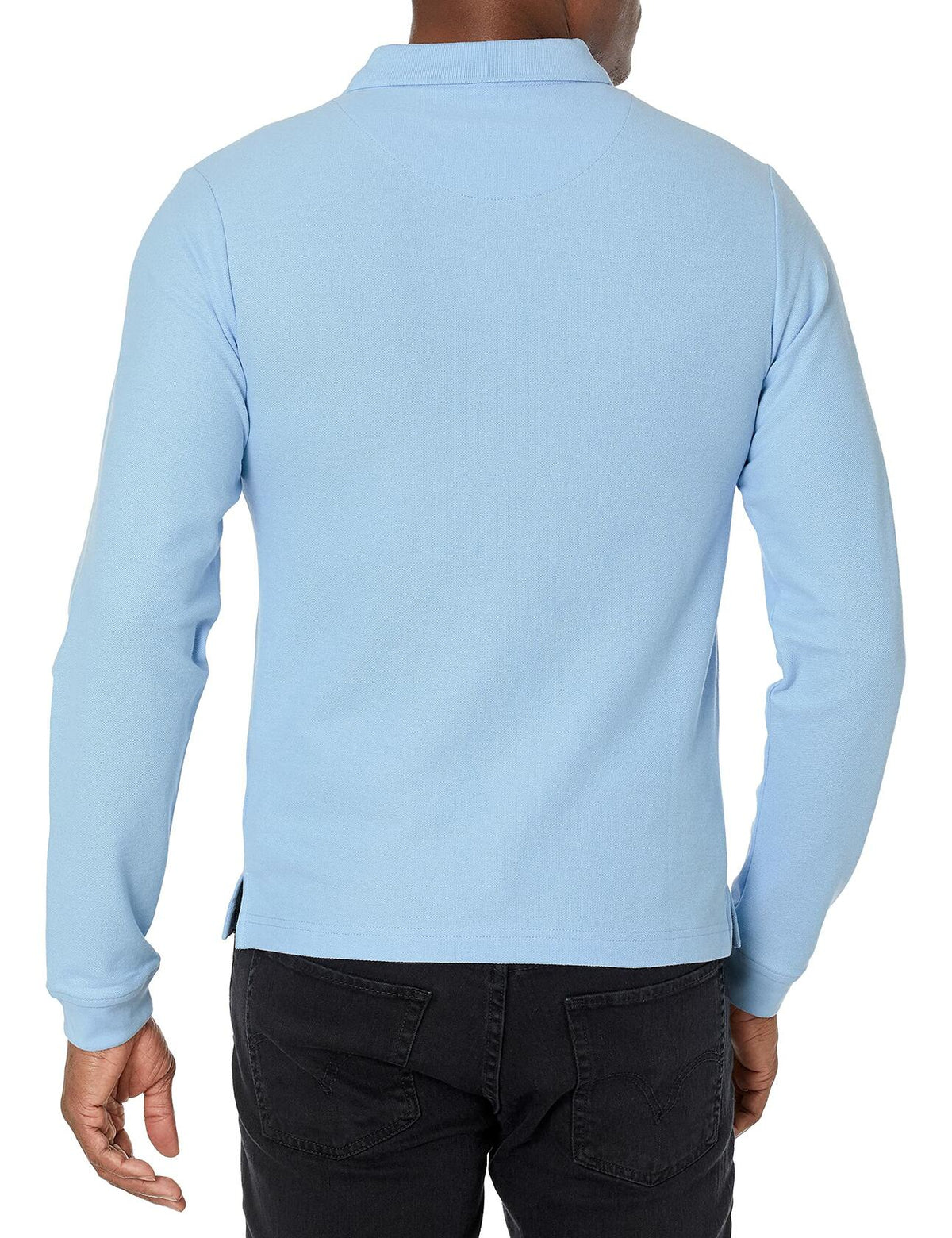 Camisa polo de manga larga tipo piqué para hombre IZOD, azul claro, talla 38-39 EE. UU.