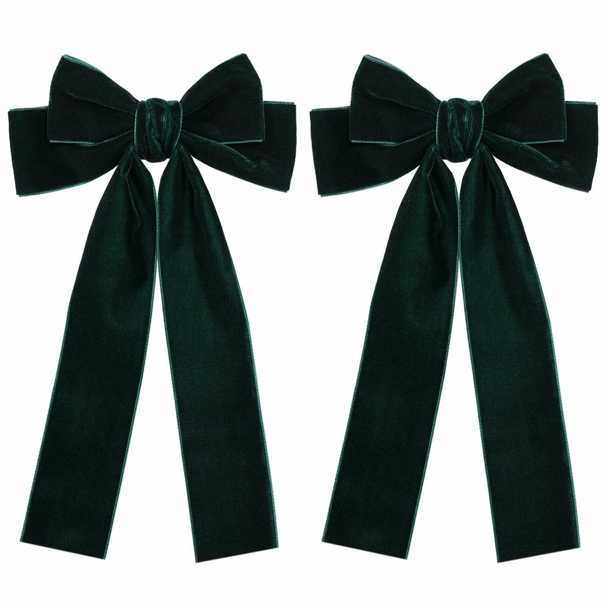Pinzas para el cabello con lazo de terciopelo Miroksh, verde oscuro, 2 unidades, 5.5 pulgadas