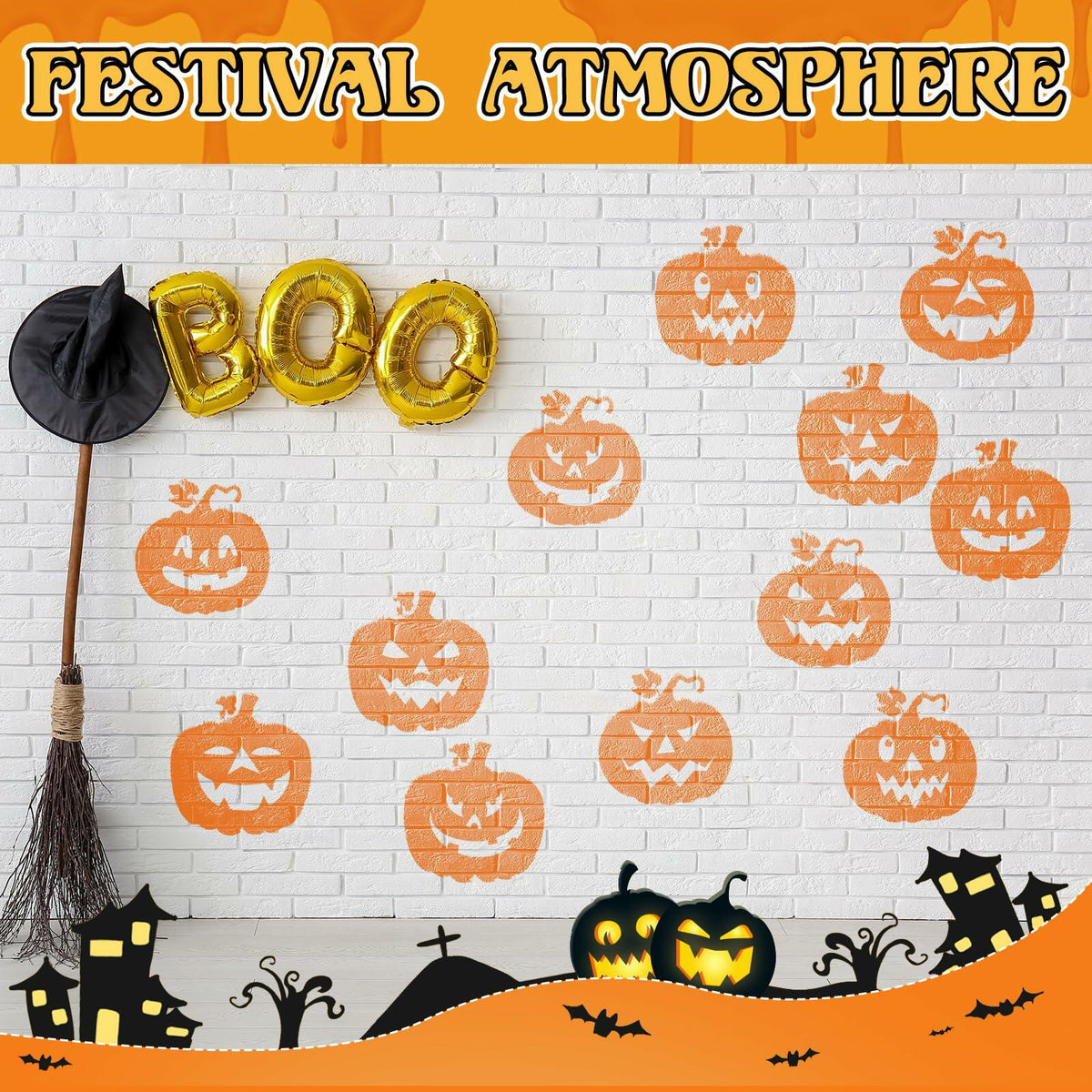 Plantillas de fantasmas grandes Weysat, 8 piezas, reutilizables para manualidades y arte de jardín para Halloween