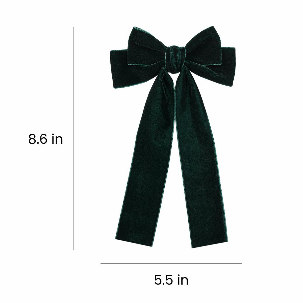 Pinzas para el cabello con lazo de terciopelo Miroksh, verde oscuro, 2 unidades, 5.5 pulgadas