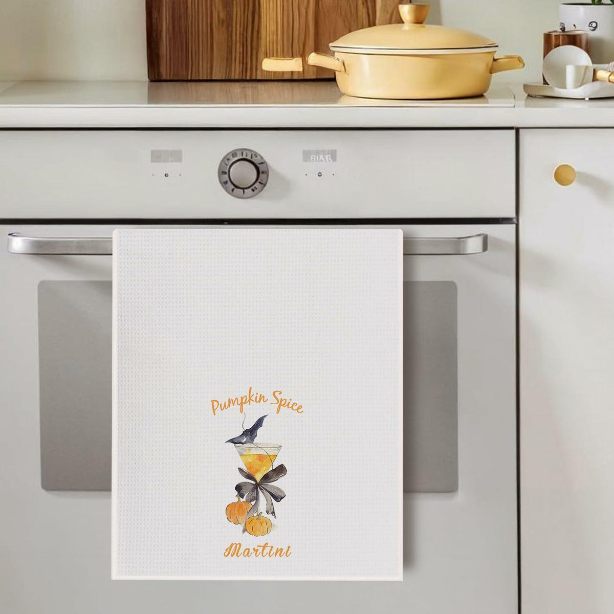 Paños de cocina de poliéster para Halloween con diseño de martini de calabaza de SereneHanctuary, 16x24 pulgadas