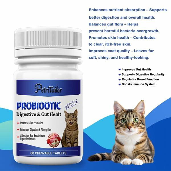 Probióticos PetriTailor Pro para gatos, enzimas digestivas, prebióticos, apoyo digestivo e inmunológico