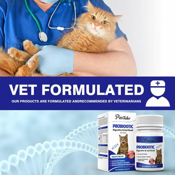 Probióticos PetriTailor Pro para gatos, enzimas digestivas, prebióticos, apoyo digestivo e inmunológico