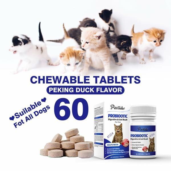 Probióticos PetriTailor Pro para gatos, enzimas digestivas, prebióticos, apoyo digestivo e inmunológico