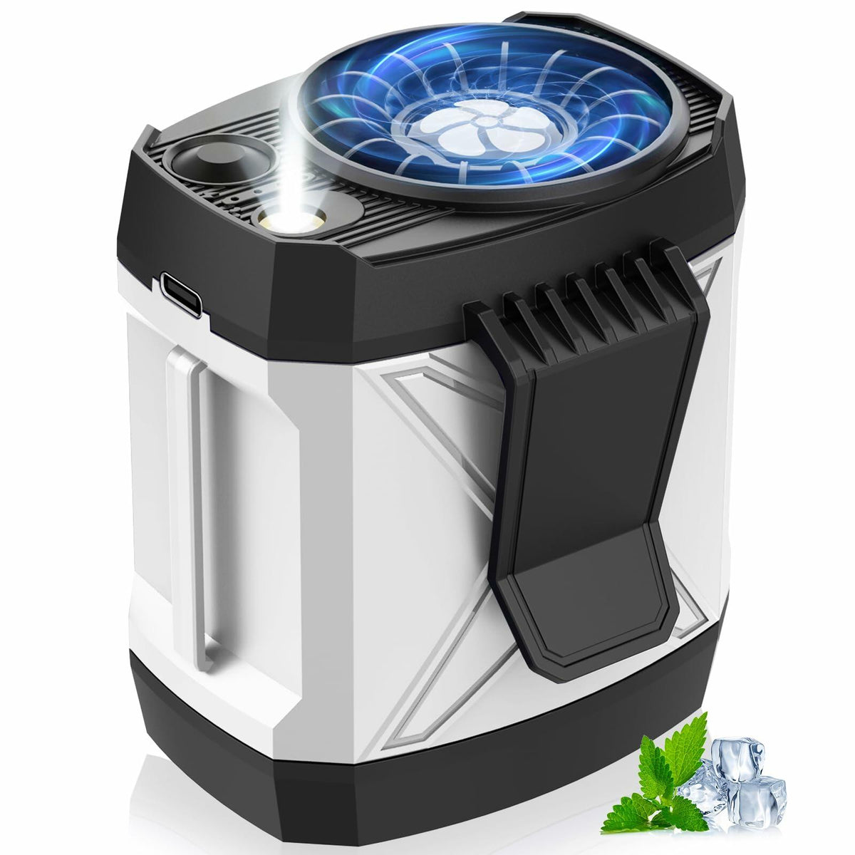 Ventilador portátil yiHuiya para cintura, con clip para usar debajo de la camisa, 4 velocidades, recargable, color blanco
