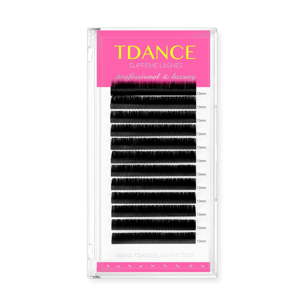 Extensiones de pestañas TDANCE, negro mate, curvatura D, 0.15mm de grosor, 19mm de largo