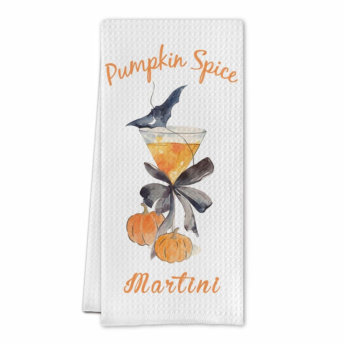 Paños de cocina de poliéster para Halloween con diseño de martini de calabaza de SereneHanctuary, 16x24 pulgadas