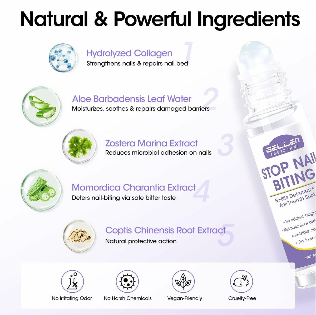 Tratamiento para morderse las uñas GELLEN Roll-On 10ml de secado rápido y resistente al agua