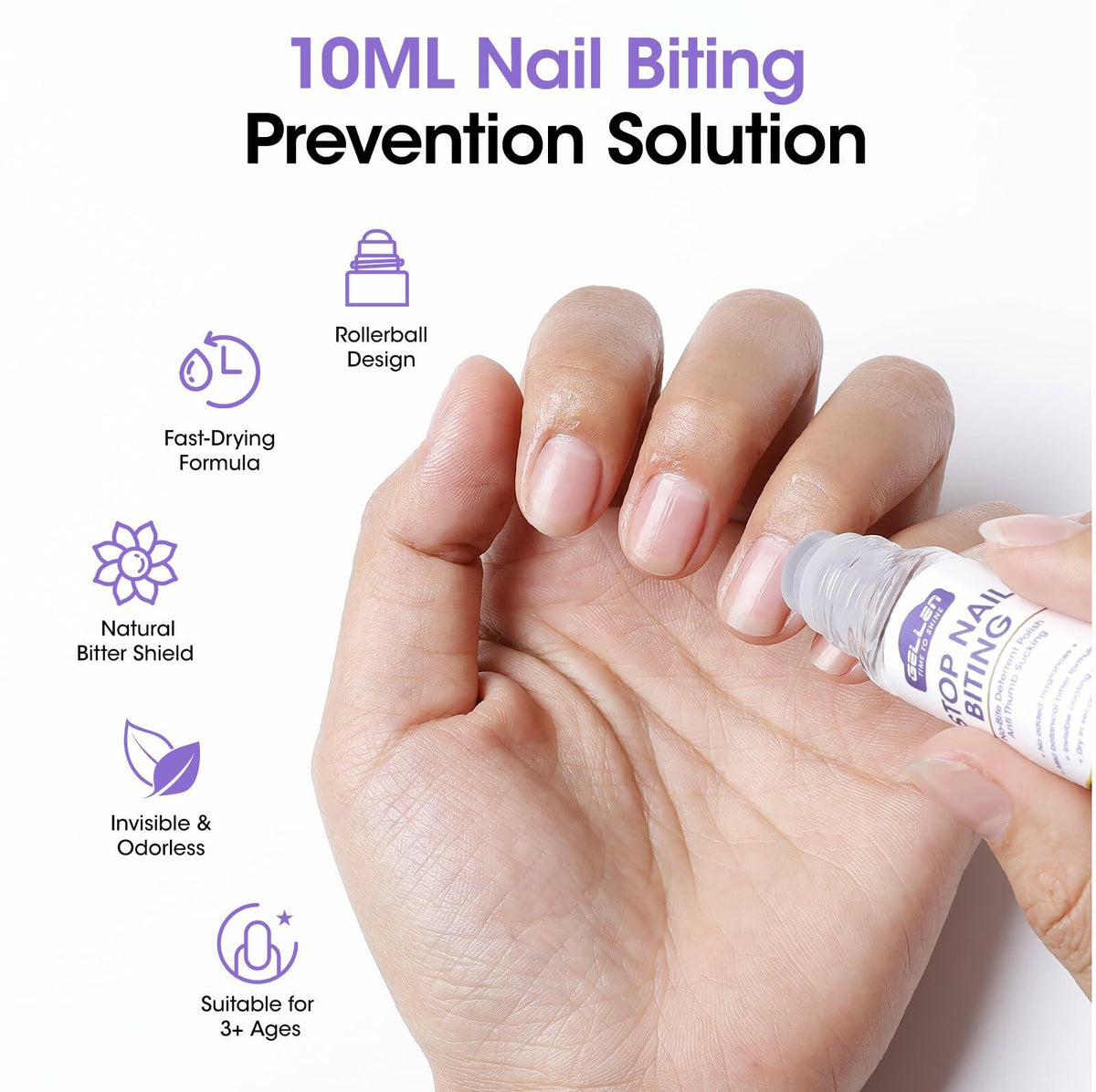 Tratamiento para morderse las uñas GELLEN Roll-On 10ml de secado rápido y resistente al agua