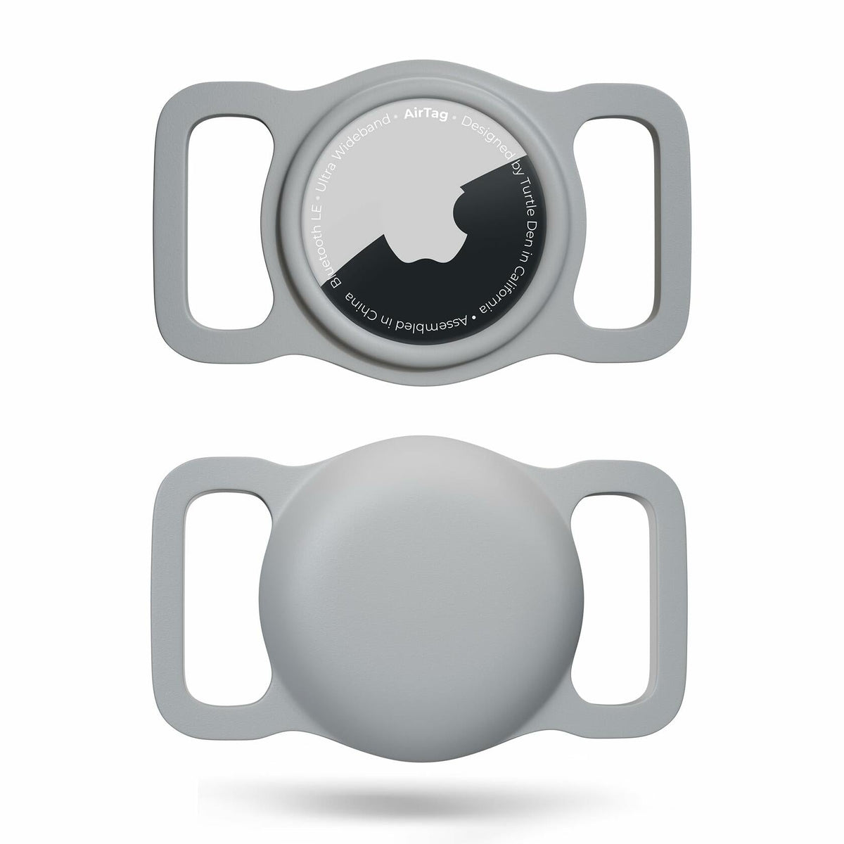Soporte para AirTag de Turtle Den para collar de perro, de goma impermeable, paquete de 2, blanco
