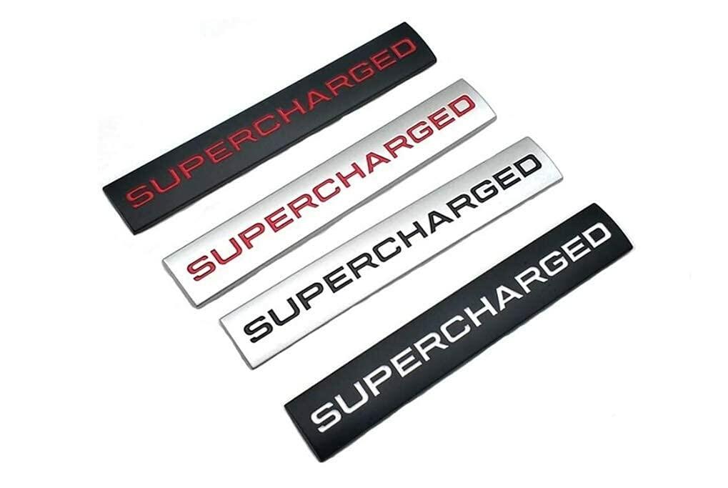 ChezMax 2 piezas adhesivo emblema de coche 3D en relieve Supercharged plateado rojo