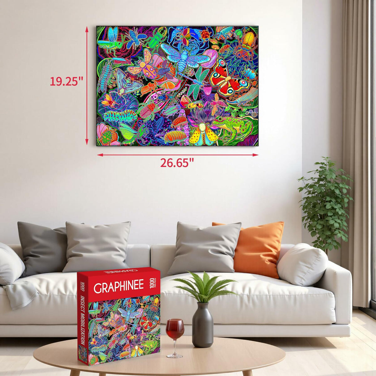 Rompecabezas Graphinee de 1000 piezas con insectos para jardín, juego familiar colorido