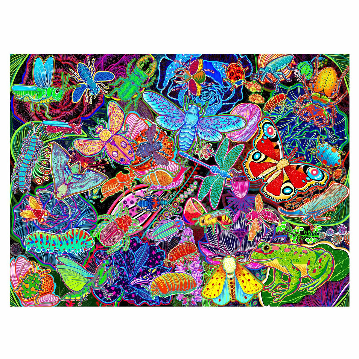 Rompecabezas Graphinee de 1000 piezas con insectos para jardín, juego familiar colorido