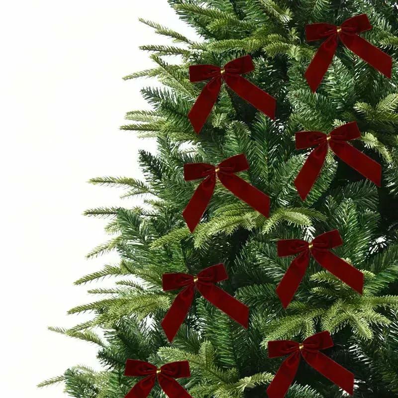 HSXJJ 12 piezas de adornos de lazos de terciopelo caqui para árbol de Navidad, 3.5x3.5 pulgadas