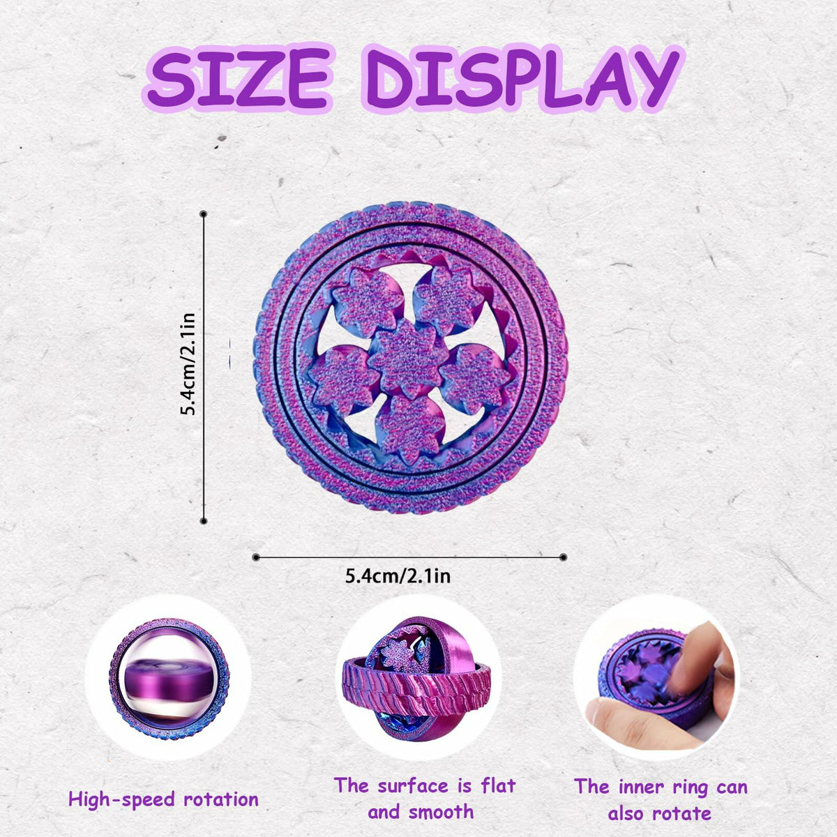 MAVLENT Juguete Fidget Spinner impreso en 3D, 4 piezas, multicolor, para aliviar el estrés, a granel