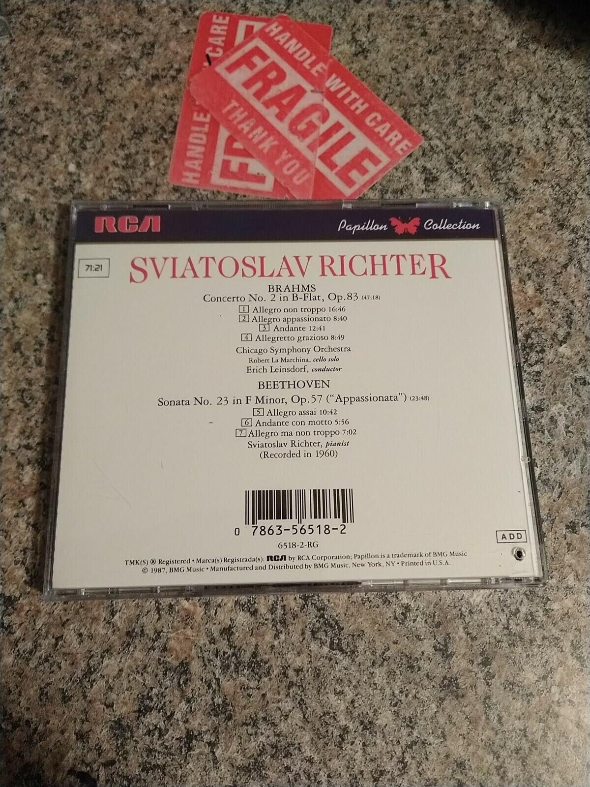 Concierto para piano n.º 2 de Brahms, Sonata para piano n.º 23 de Beethoven, CD de música clásica