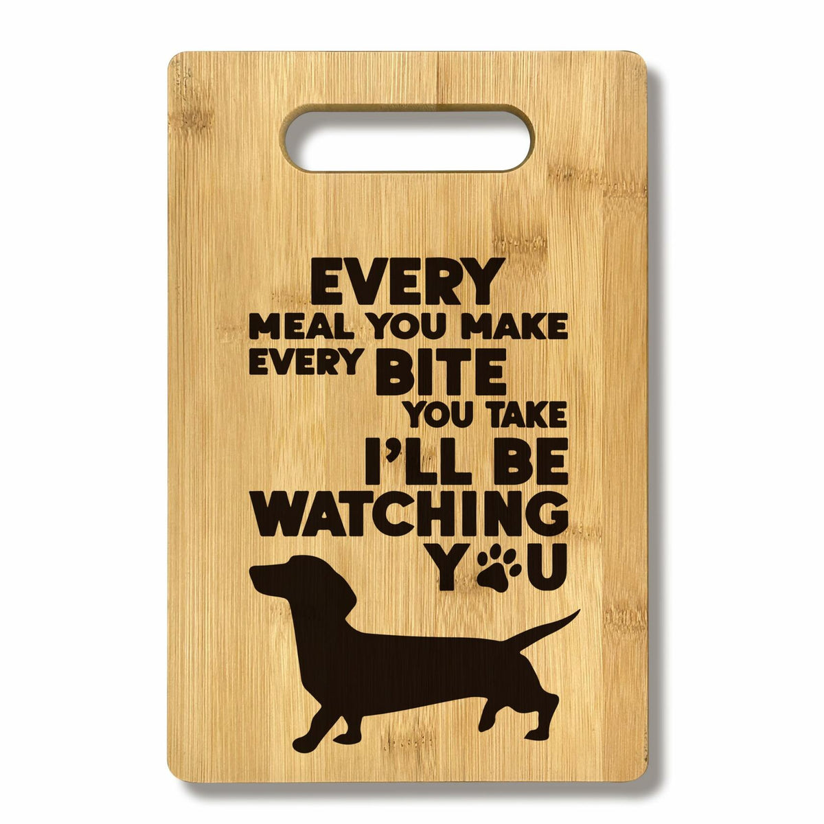 FONDCANYON Tabla de cortar de madera de bambú con diseño de perro salchicha, decoración de cocina, marrón