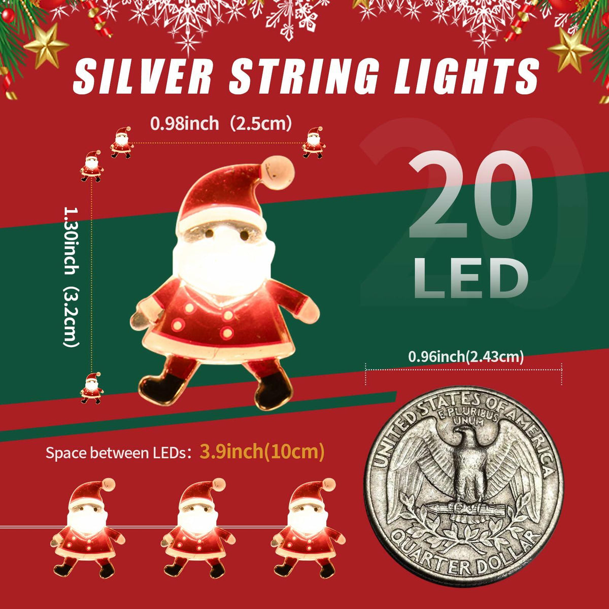 Joygoods Paquete de 2 luces de hadas de 7 pies y 20 LED a pilas, color blanco cálido