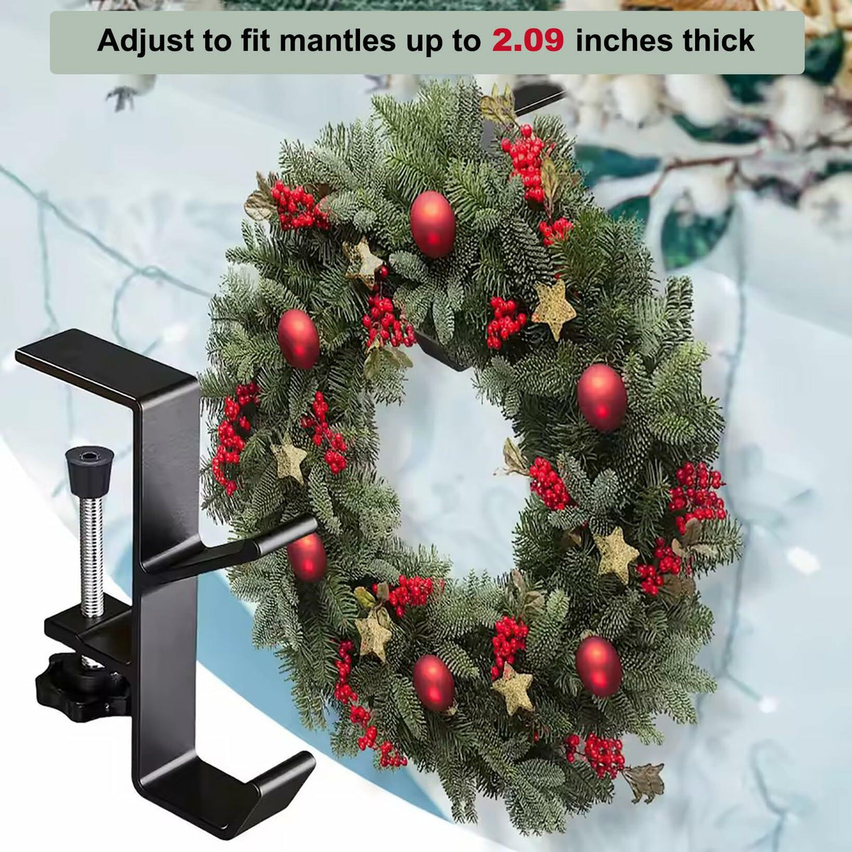 XTSJGZ Paquete de 4 ganchos ajustables para calcetines navideños y guirnaldas, color negro