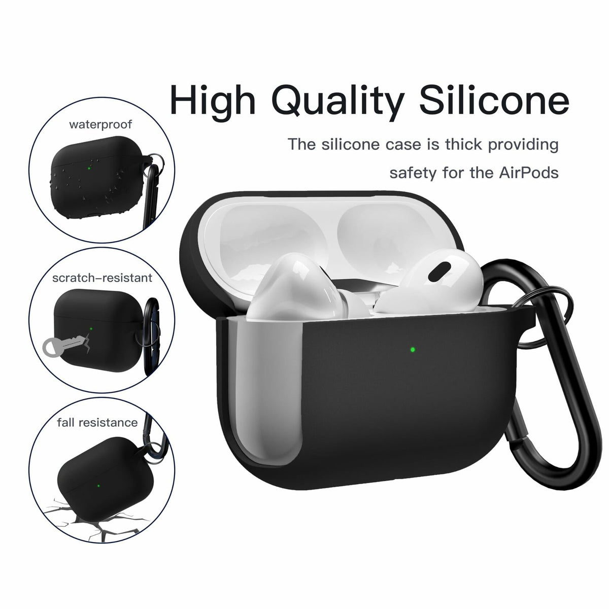 Funda de silicona Brujula para AirPods Pro 3.ª generación 2025, estuche protector negro