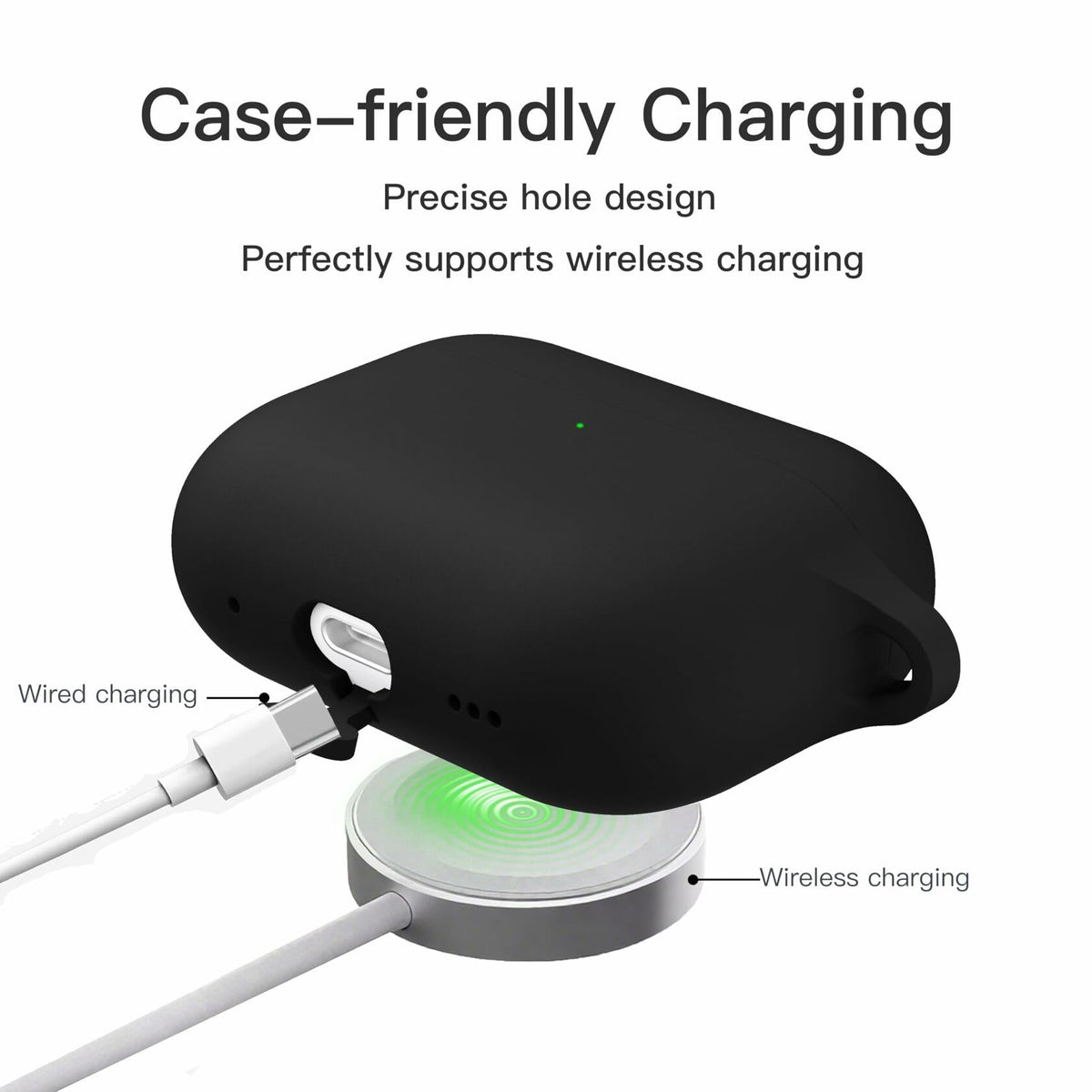 Funda de silicona Brujula para AirPods Pro 3.ª generación 2025, estuche protector negro