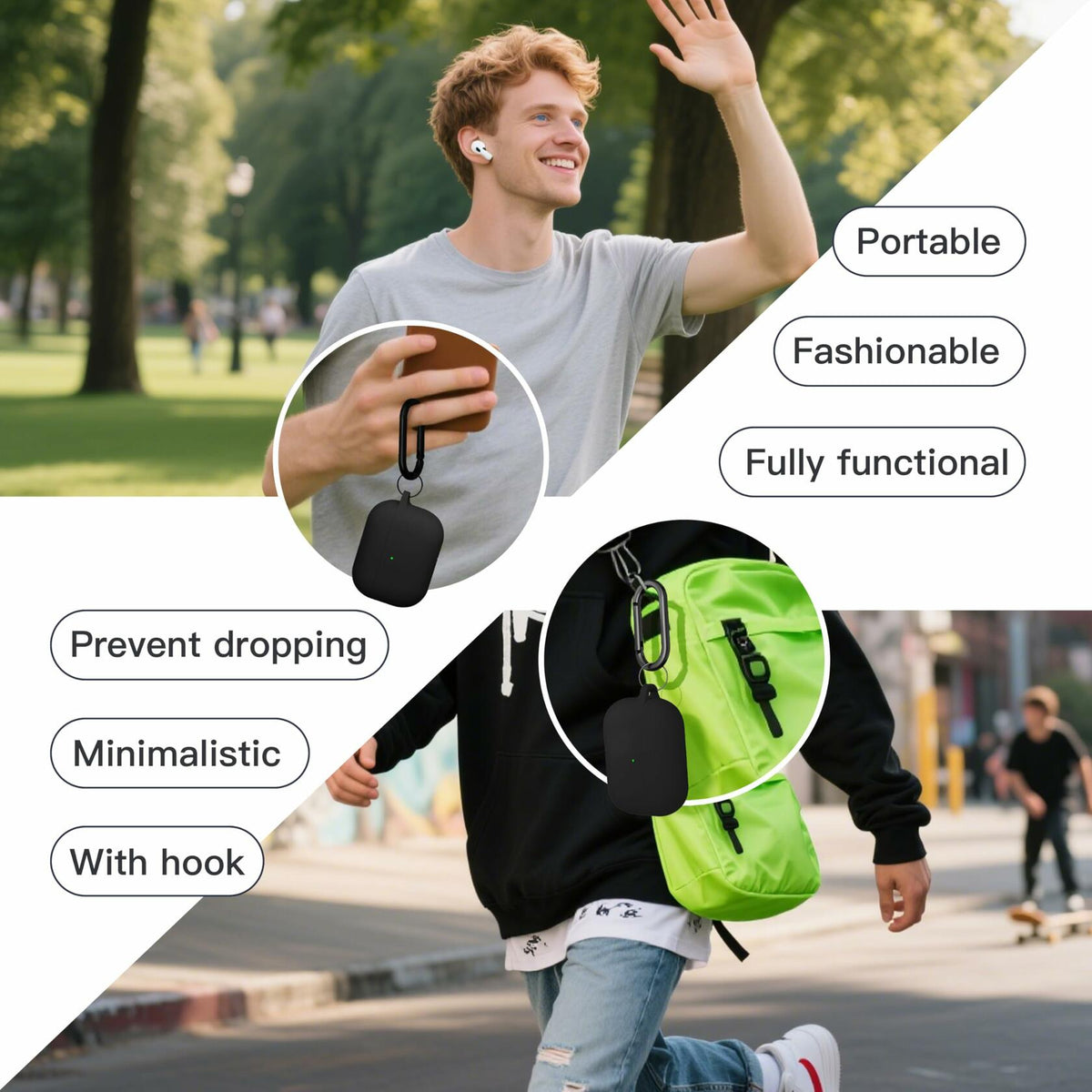 Funda de silicona Brujula para AirPods Pro 3.ª generación 2025, estuche protector negro