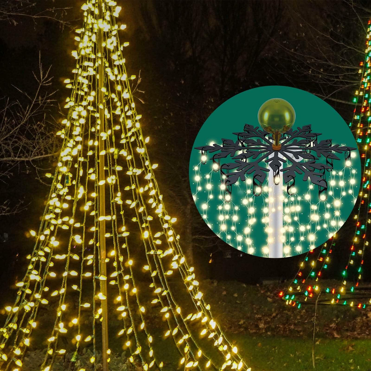 Ganchos metálicos en forma de copo de nieve para iluminación de árbol de Navidad Voccos, 24 ganchos