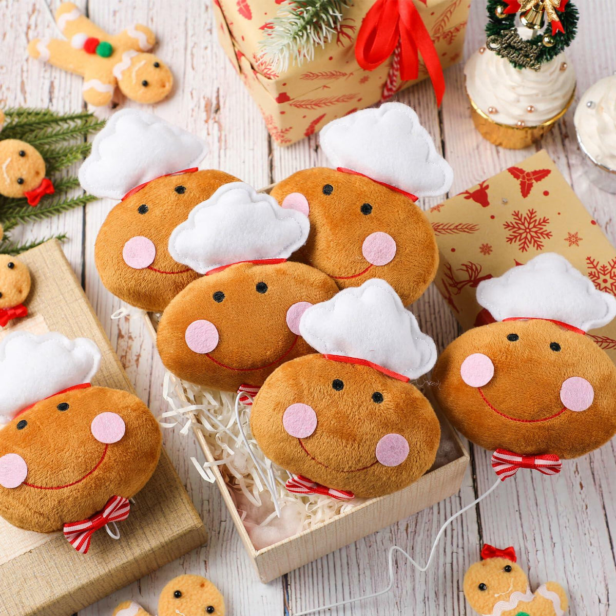 Wavwavw 6 piezas de adornos de hombre de jengibre chef para árbol de Navidad, multicolor, 12,2 pulgadas