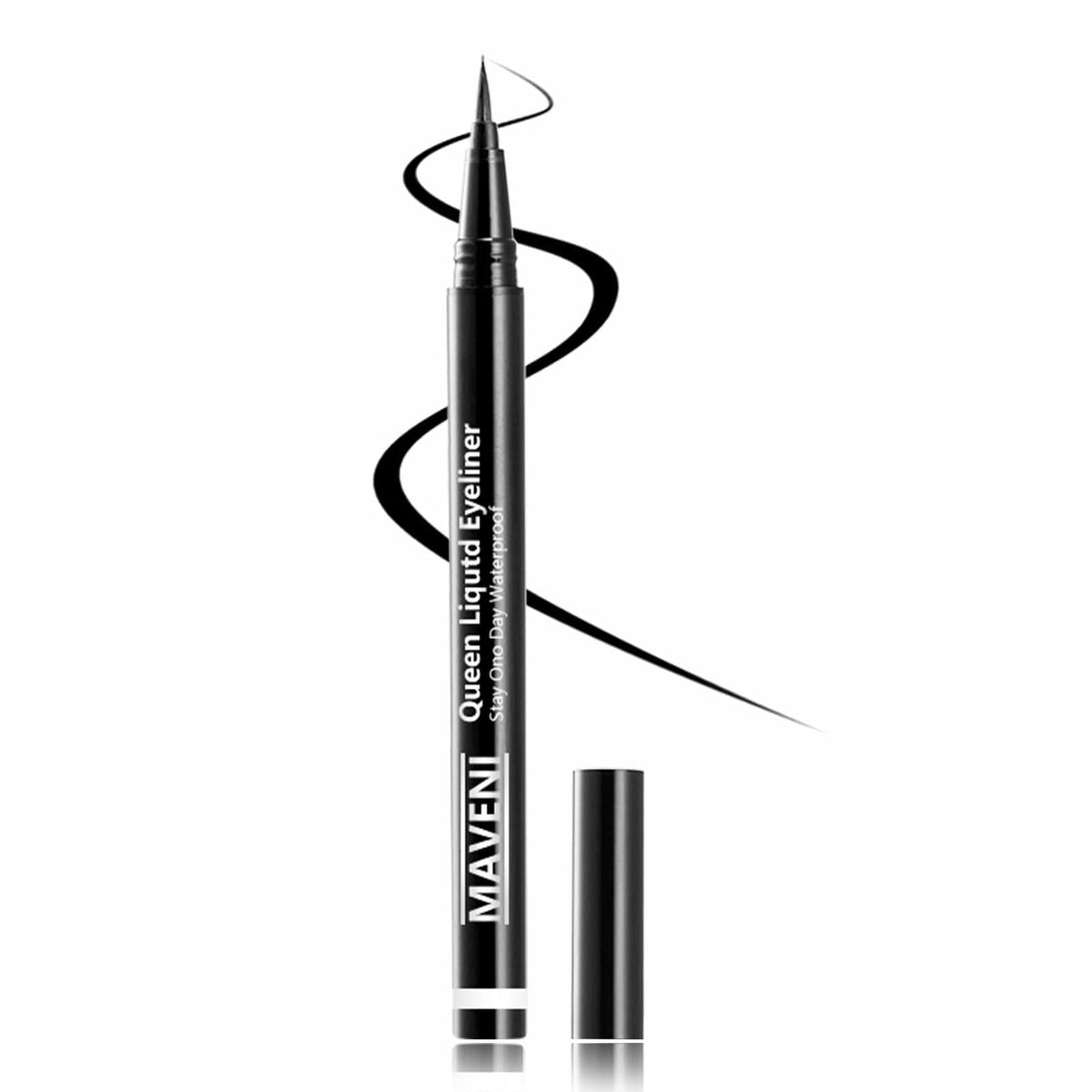 Delineador de ojos líquido impermeable QueenDairy, punta de pincel fino, negro intenso, 1 fl oz, 01#