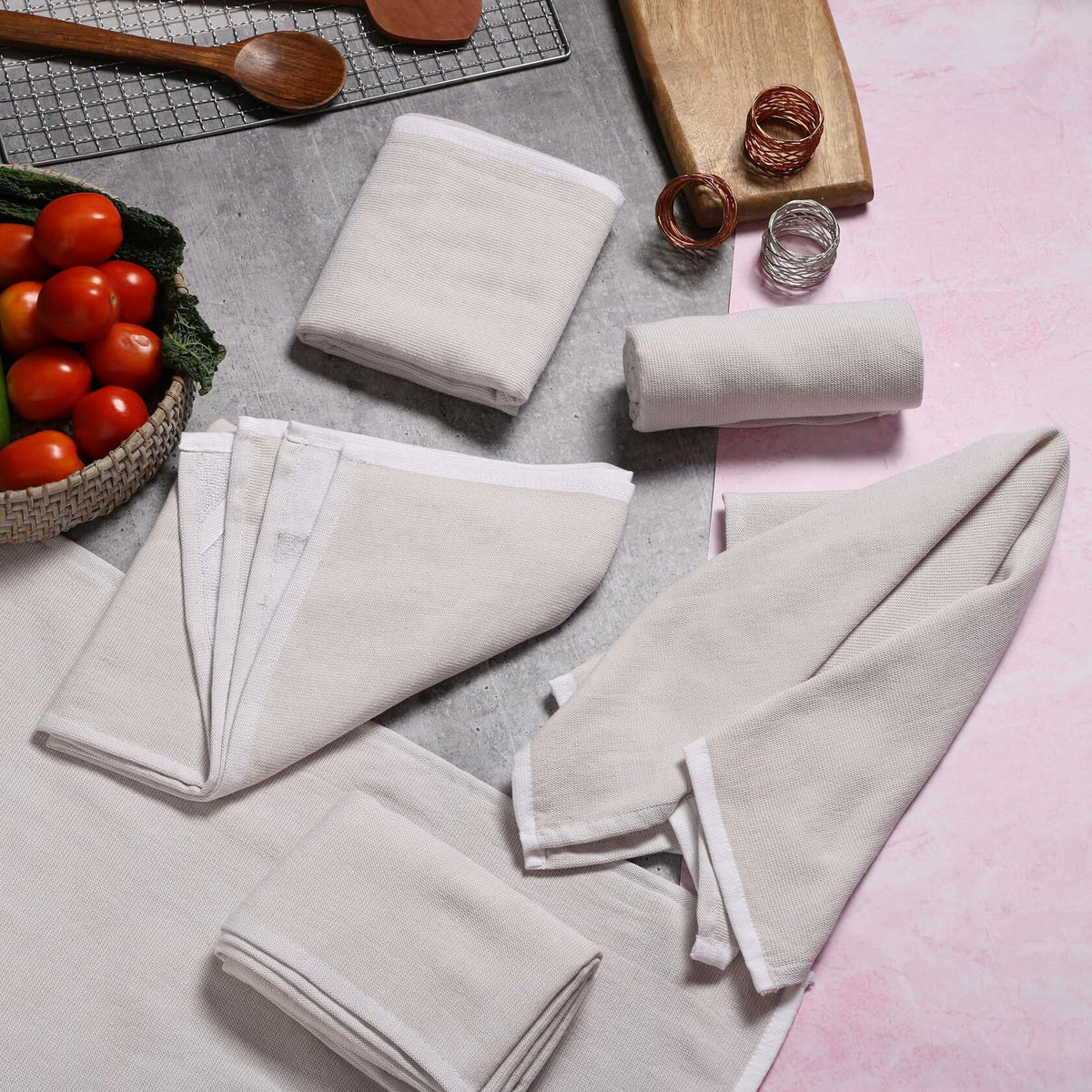 Juego de 5 paños de cocina de algodón Yourtablecloth 18x28 verde claro